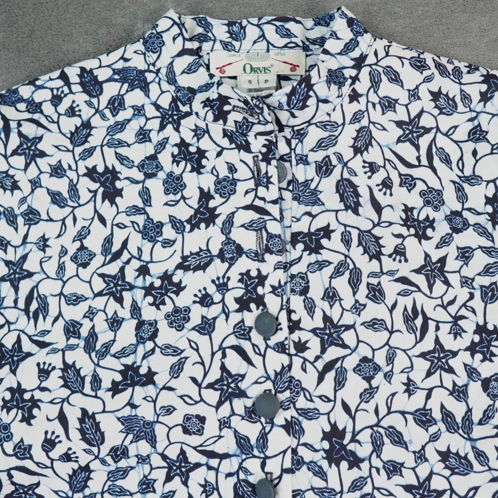 VTG Orvis Dress Womens 4 P Blue White Floral USA Belted Cottagecore Boho Prairie